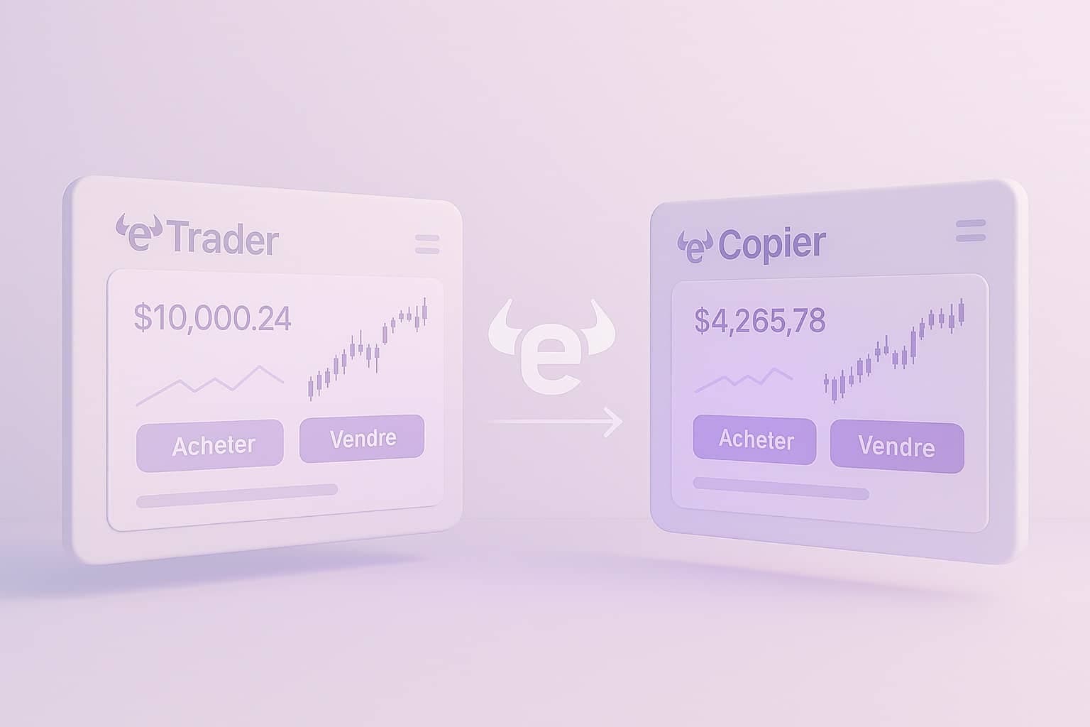 Écrans eToro montrant trader et copieur